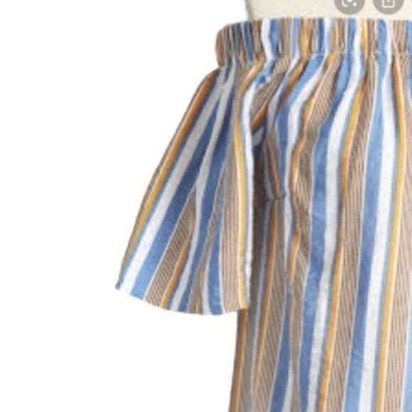 Modcloth Off Shoulder Rayon Mini Dress Cape Cod Cutie Blue S - Picture 10 of 10